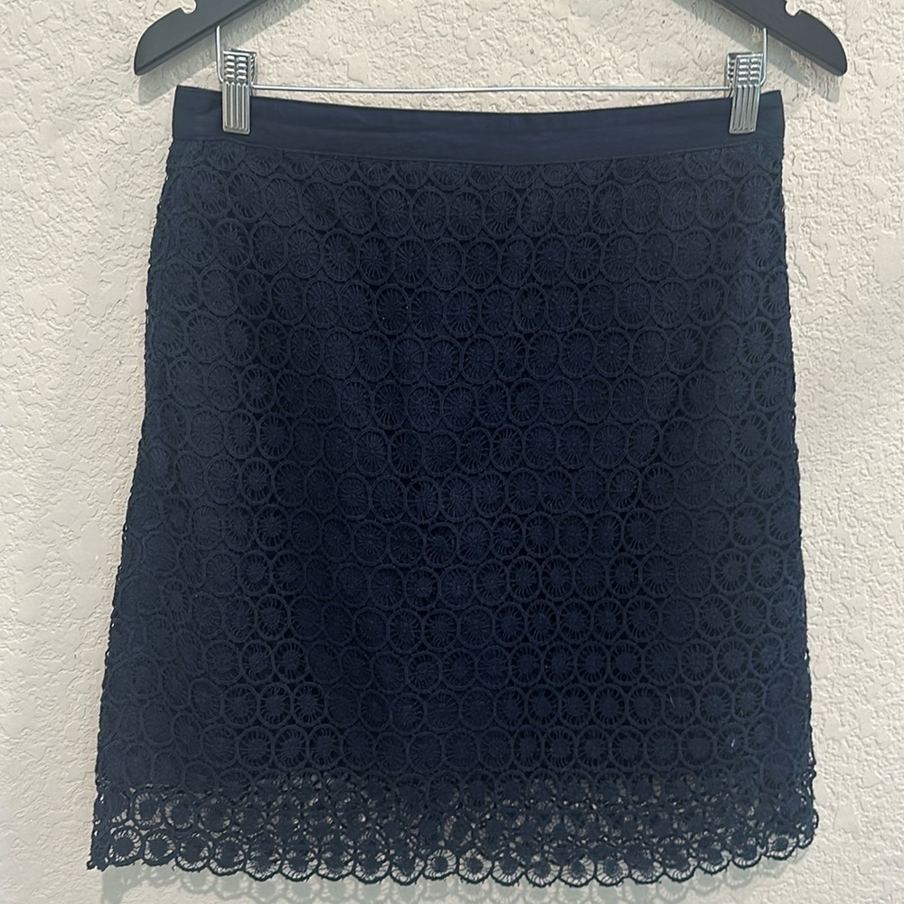 Loft blue embroidered skirt size 6